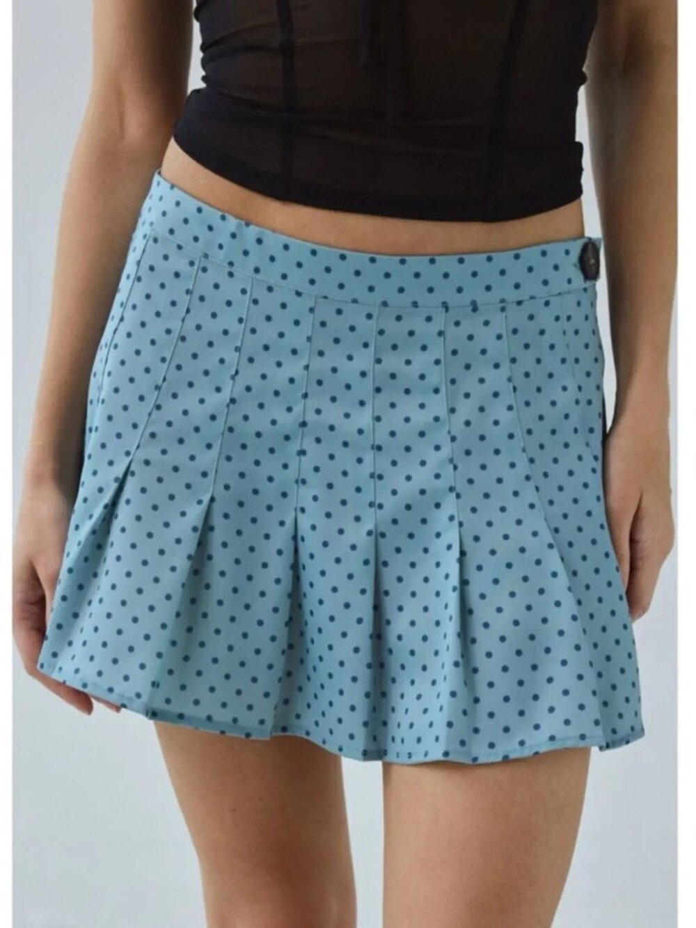 Kimchi Blue Blue Polka Dot Pleated Mini Skirt